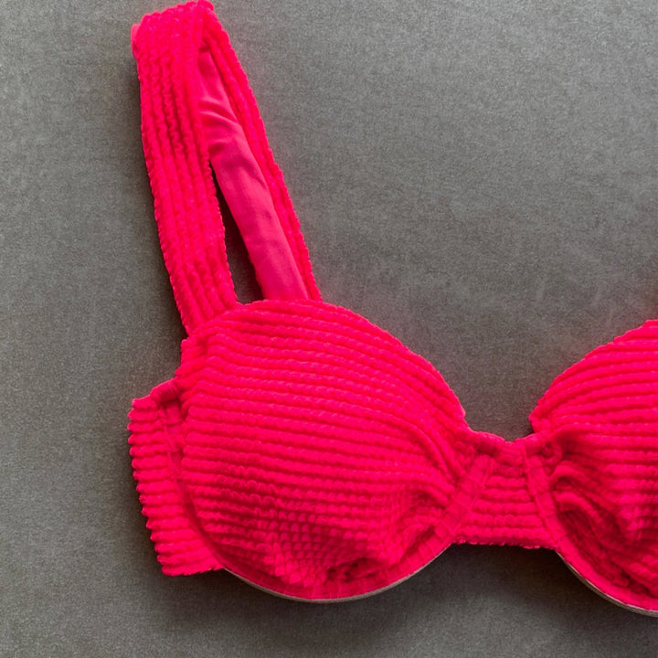 Electra Red Textured Carolina Underwire Bikini Top-1