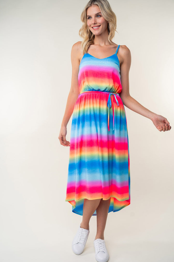 White Birch Full Size Ombre Striped Midi Cami Dress-3