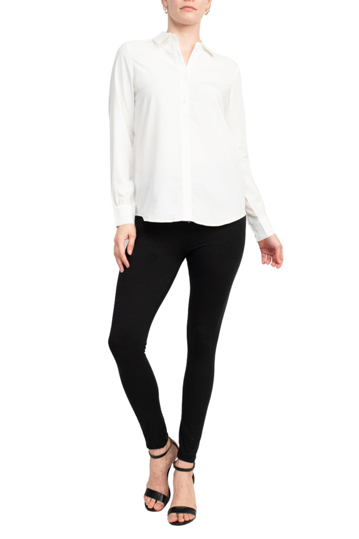 Philosophy long sleeve collared button-down woven shirt with shirttail hem-4