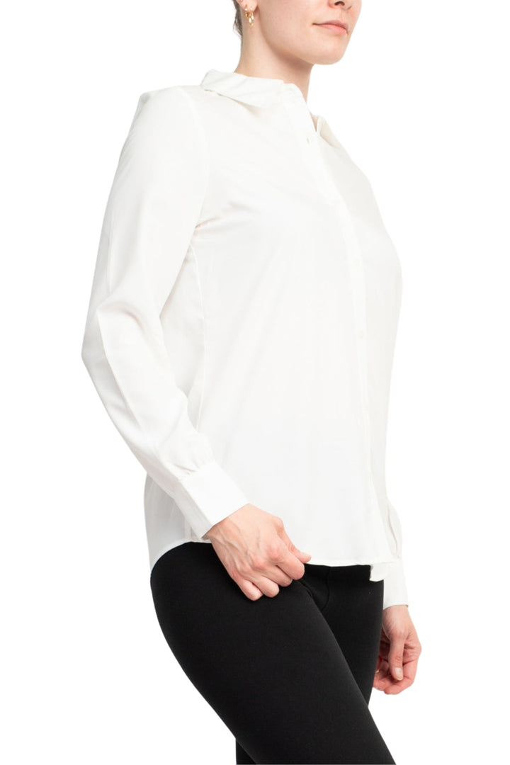 Philosophy long sleeve collared button-down woven shirt with shirttail hem-2