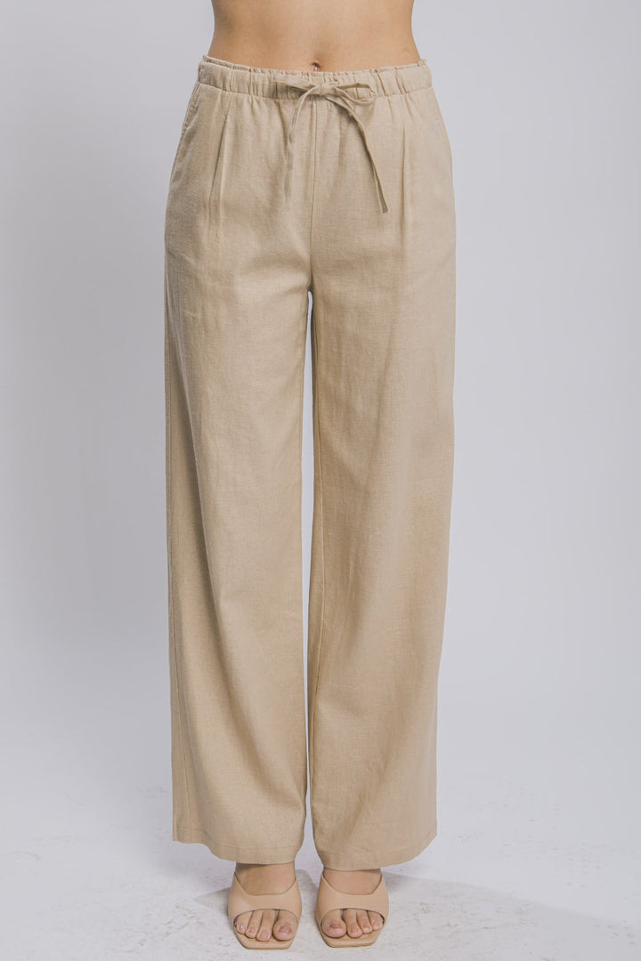 Love Tree Drawstring Wide Leg Pants with Pockets-2