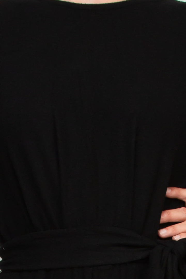 Philosophy Crew Neck Dolman Long Sleeve Tie Waist Elastic Hem Pockets Jersey Knit Jumpsuit-4