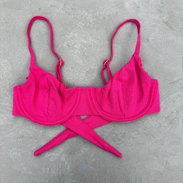 Seashore Textured Pink Riot Lindy Bikini Top-0