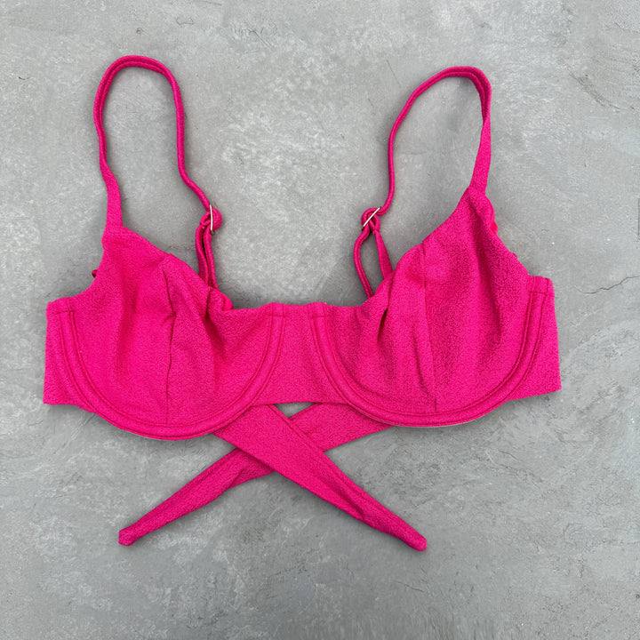 Seashore Textured Pink Riot Lindy Bikini Top-0
