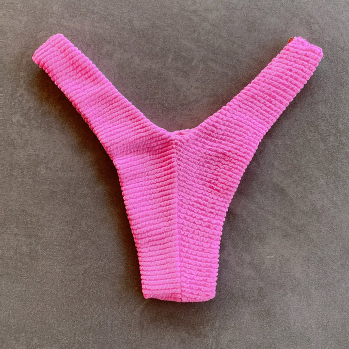 Pink Bliss Textured Bia Metal Bikini Bottom-2