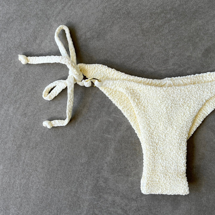 Buttercream Beehive Textured Katie Side Tie Bikini Bottom-2
