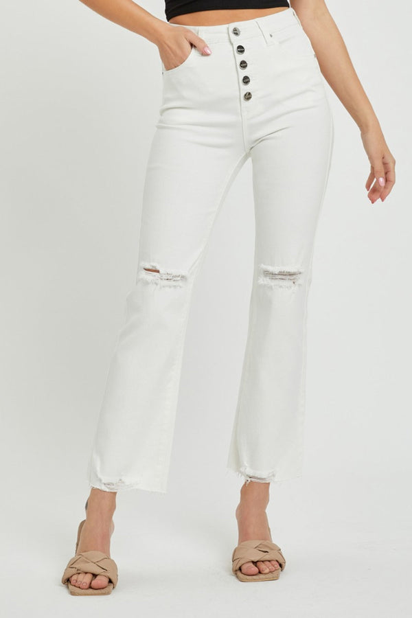 RISEN  Full Size High Rise Button Fly Straight Ankle Jeans-0
