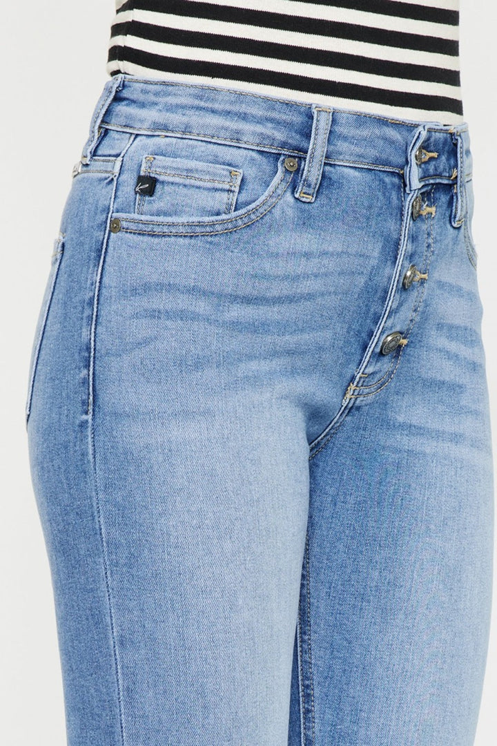 Kancan Distressed Cat's Whiskers Button Fly Jeans-4