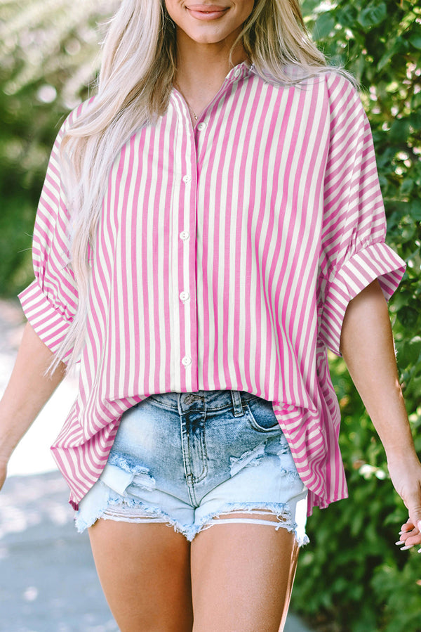 Baylee Stripe Dolman Sleeve Oversize Top-0