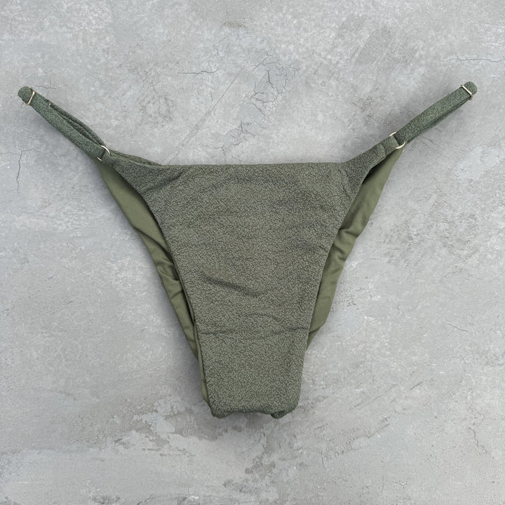 Seashore Textured Fern Green Tanga Bikini Bottom-1