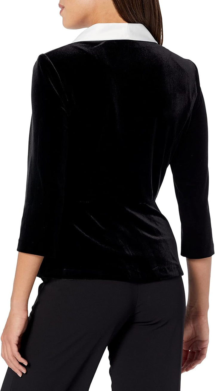Alex Evenings Velvet Blouse with Modified Peplum-1