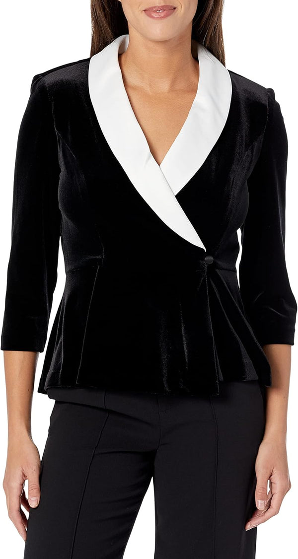 Alex Evenings Velvet Blouse with Modified Peplum-0