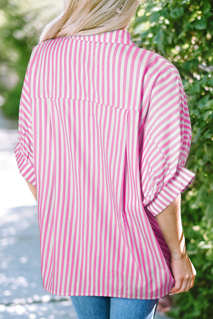 Baylee Stripe Dolman Sleeve Oversize Top-1