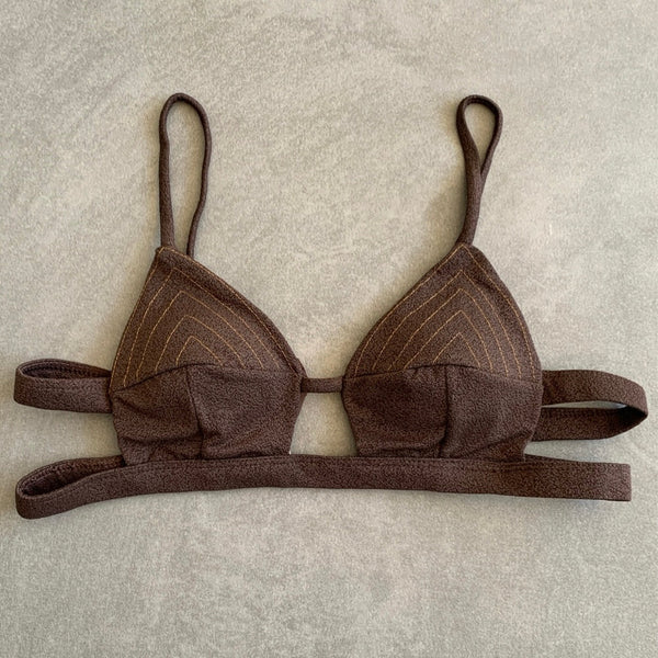 Seashore Textured Espresso Vera Bikini Top-0