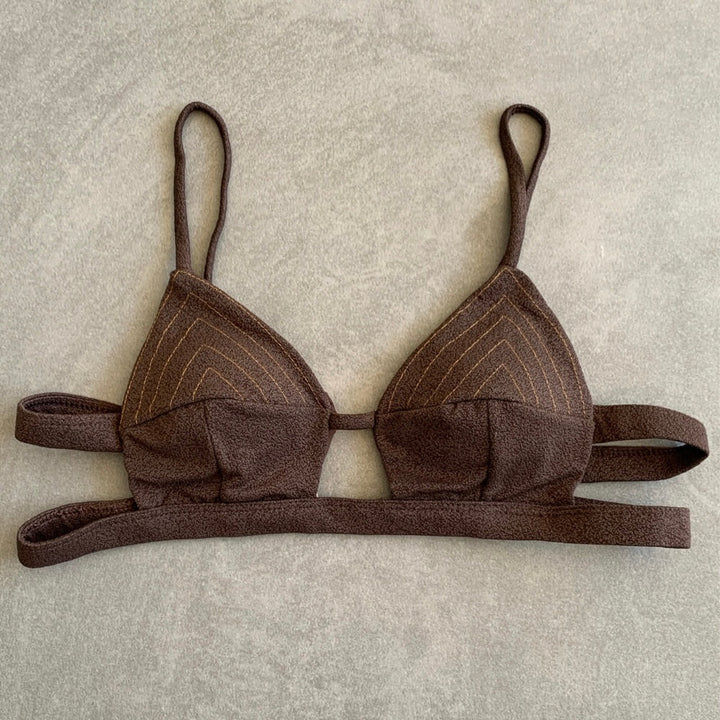 Seashore Textured Espresso Vera Bikini Top-0