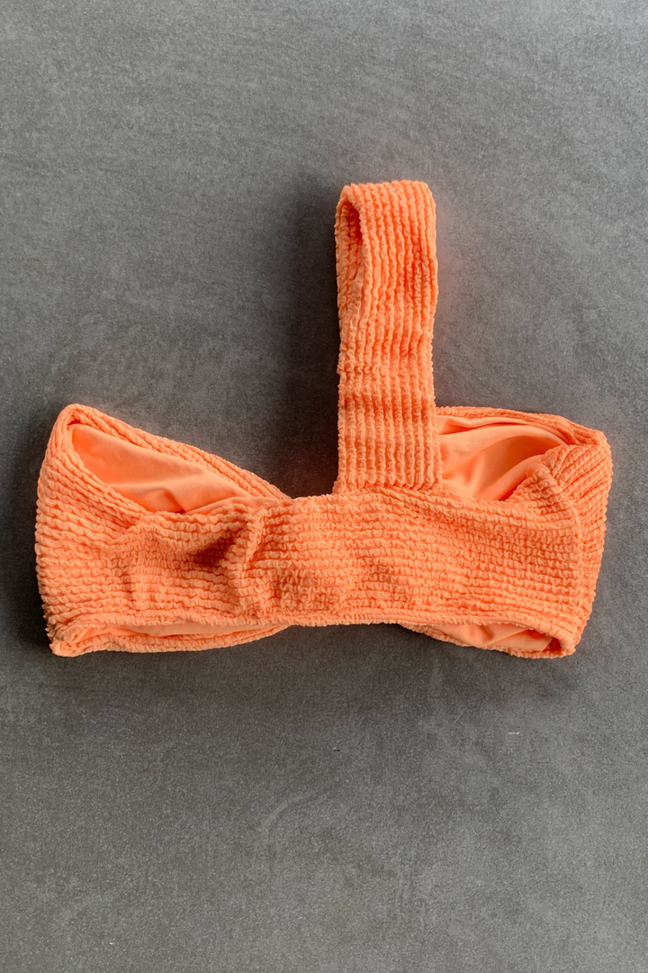 Energy Orange Textured Greek Bikini Top-1