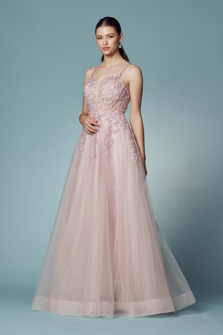Floral Embellished Beads Bodice Long Prom & Bridesmaid Dress NXT449-2