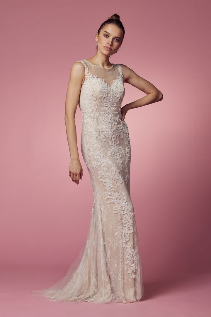 Embroidered Lace Illusion Sweetheart Long Prom & Mother Of The Bride Dress NXE1006-2