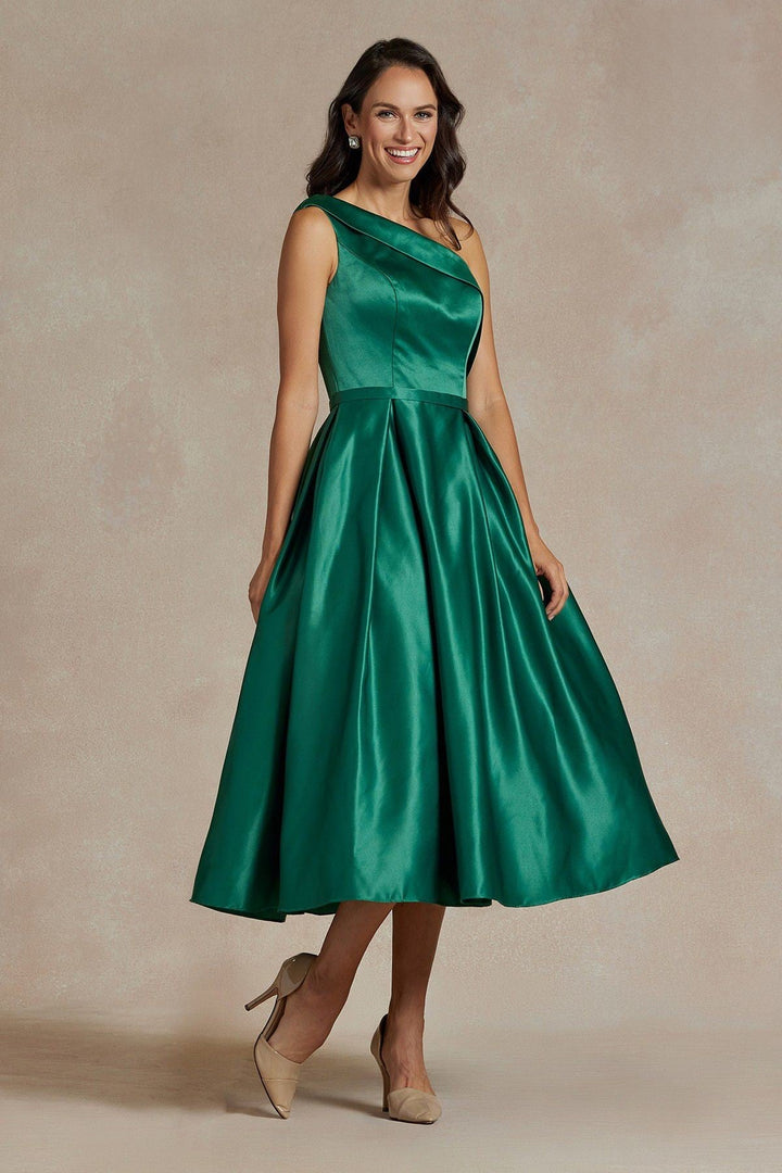 One Shoulder Satin Open Back Midi Evening & Prom Dress NXJE931-1