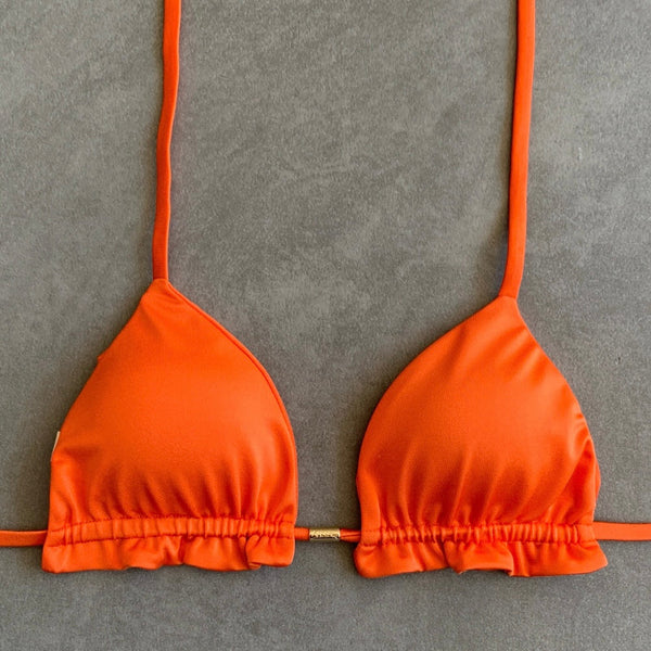Carrot Orange Triangle Frill Bikini Top-0