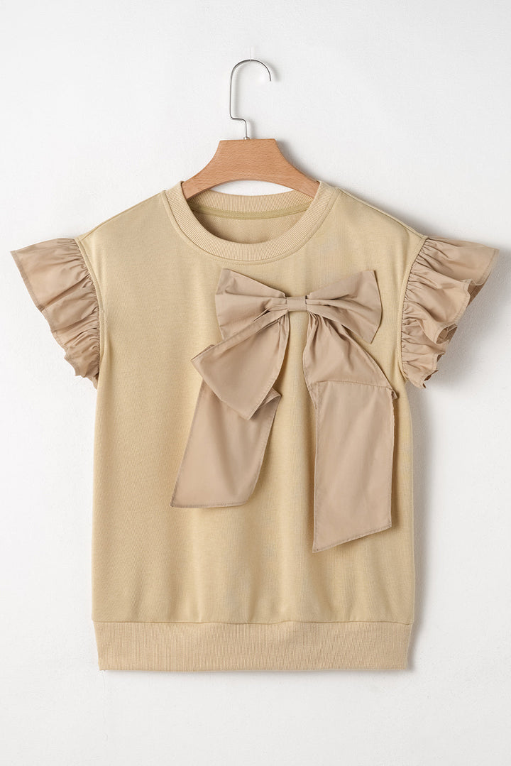 Camilla Two Tone Bow Ruffle Sleeve Top-3
