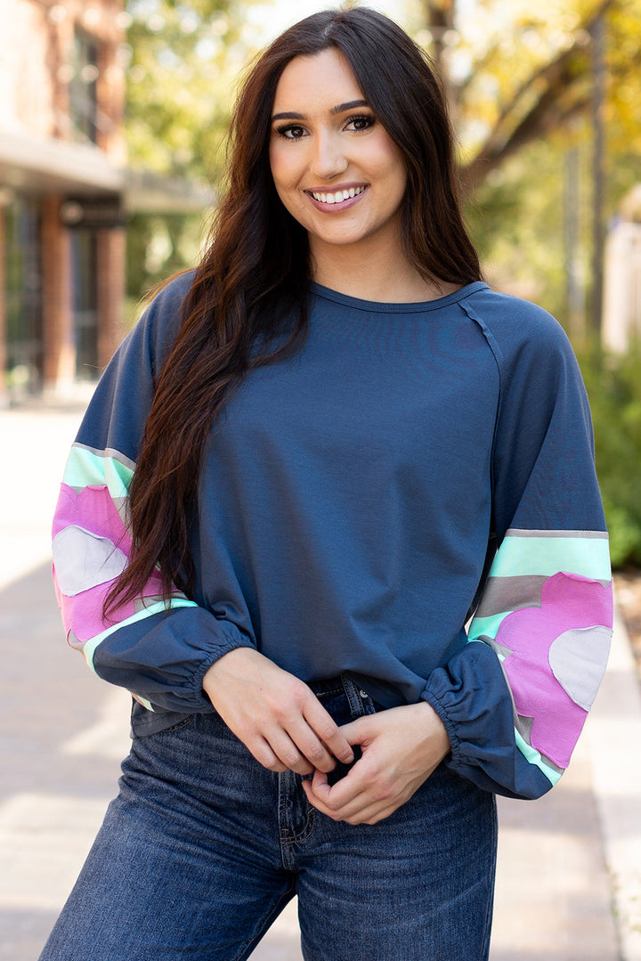 Sara Flower Raglan Sleeve Top-3