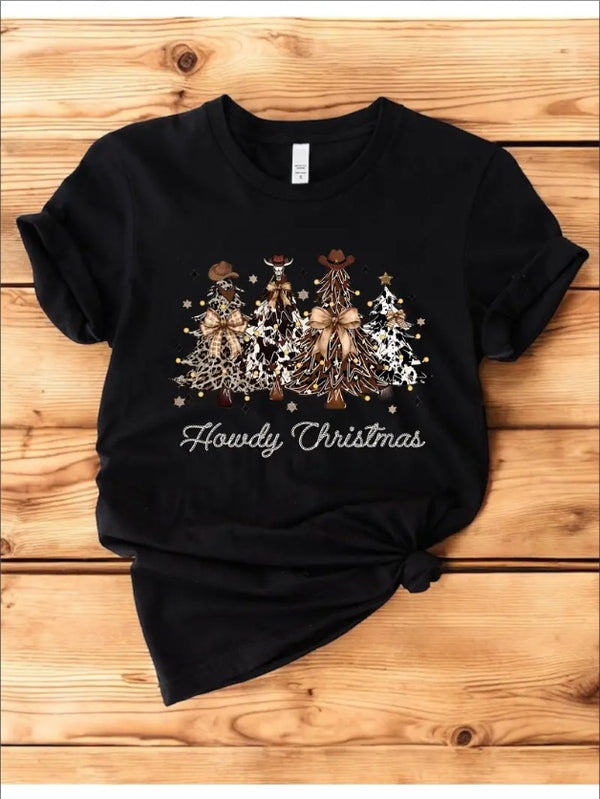 Howdy Christmas Shirt, Western Christmas T-Shirt, Cowboy Christmas Tee, Coquette Christmas Shirts, Groovy Gift For Xmas Country Holiday