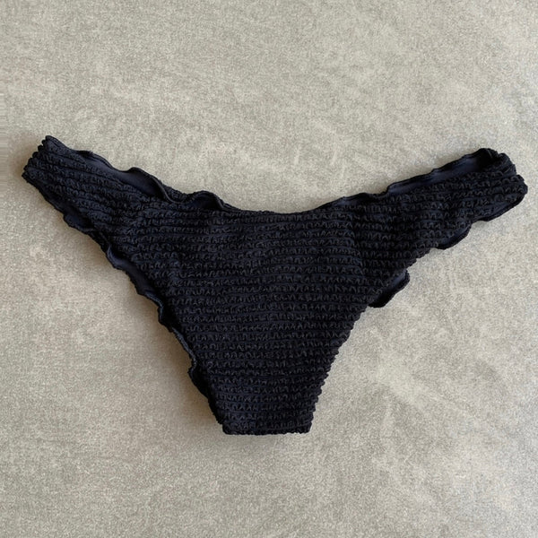 Onyx Black Textured Lili Ripple Bikini Bottom-0