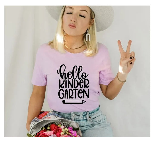 Hello Kindergarten Grade T-shirt, Back To School Shirt, Kindergarten Tee, Teacher Gift, School Top, Welcome Kindergarten Shirt, Gift For Mom