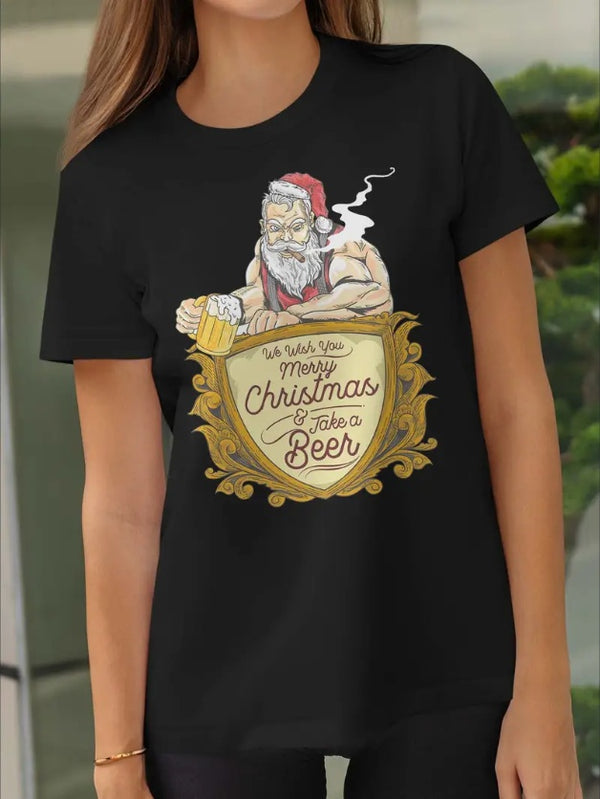 Christmas- T-Shirt Fashionable Outdoor Sports Print Gentle Soft Women'S Monochrome Anti-Pilling Women'S Clothing