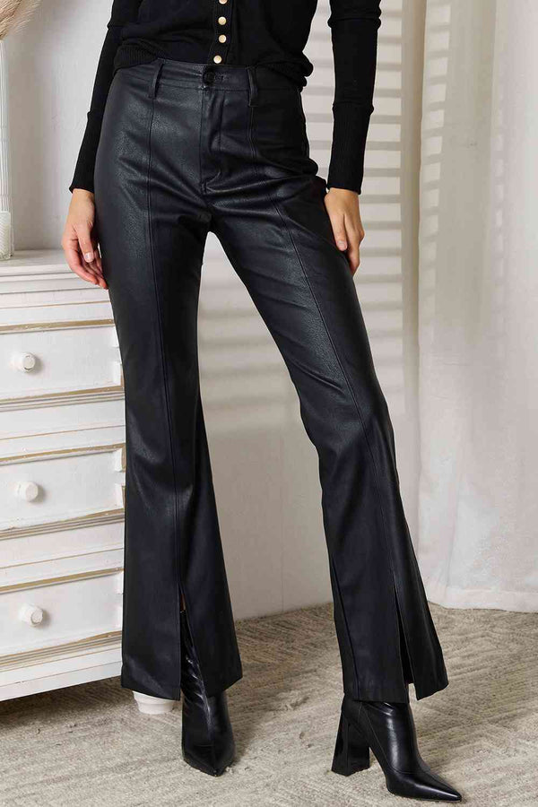 Kancan Slit Flare Leg Pants-0