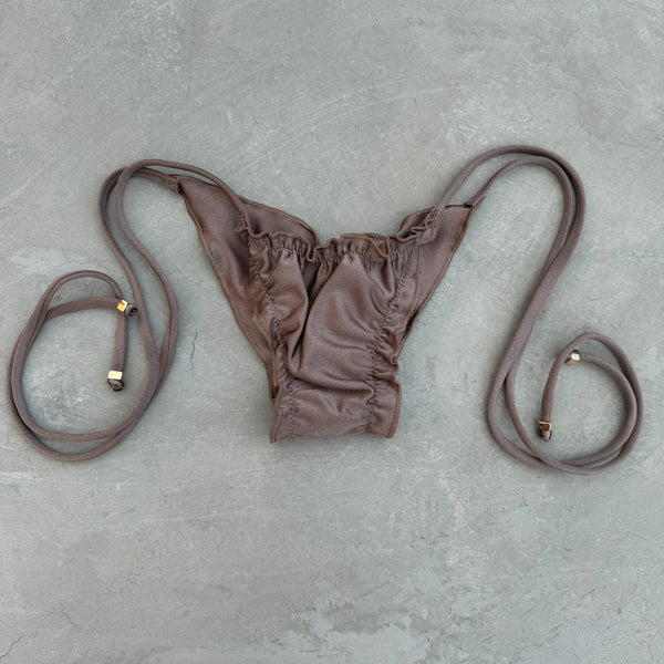 Chestnut Glow Ripple Side Tie Bikini Bottom-0