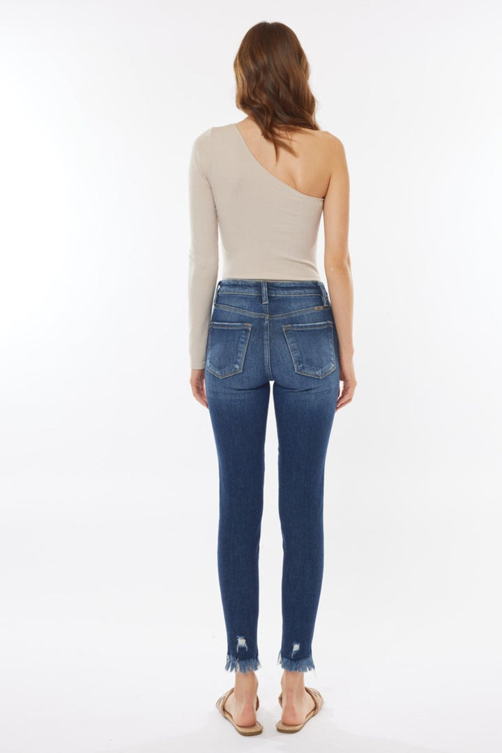 Kancan Raw Hem High Waist Cropped Jeans-2