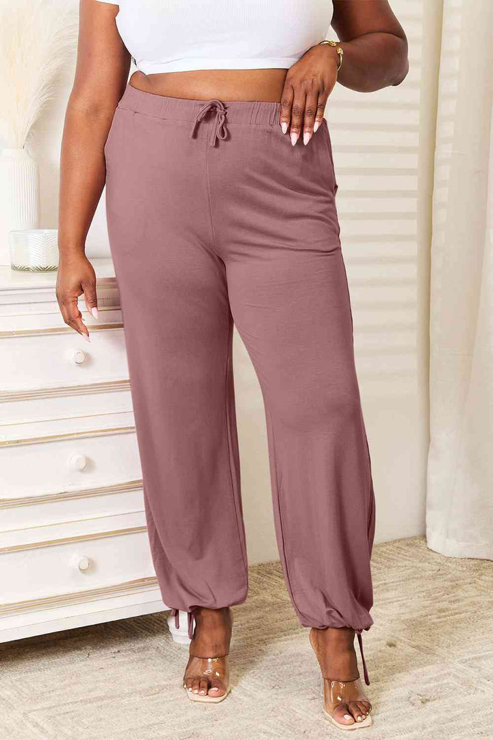 Basic Bae Full Size Soft Rayon Drawstring Waist Pants with Pockets-4