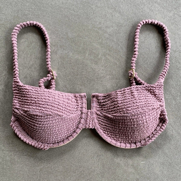 Lavender Mist Textured Panneled Bikini Top-0