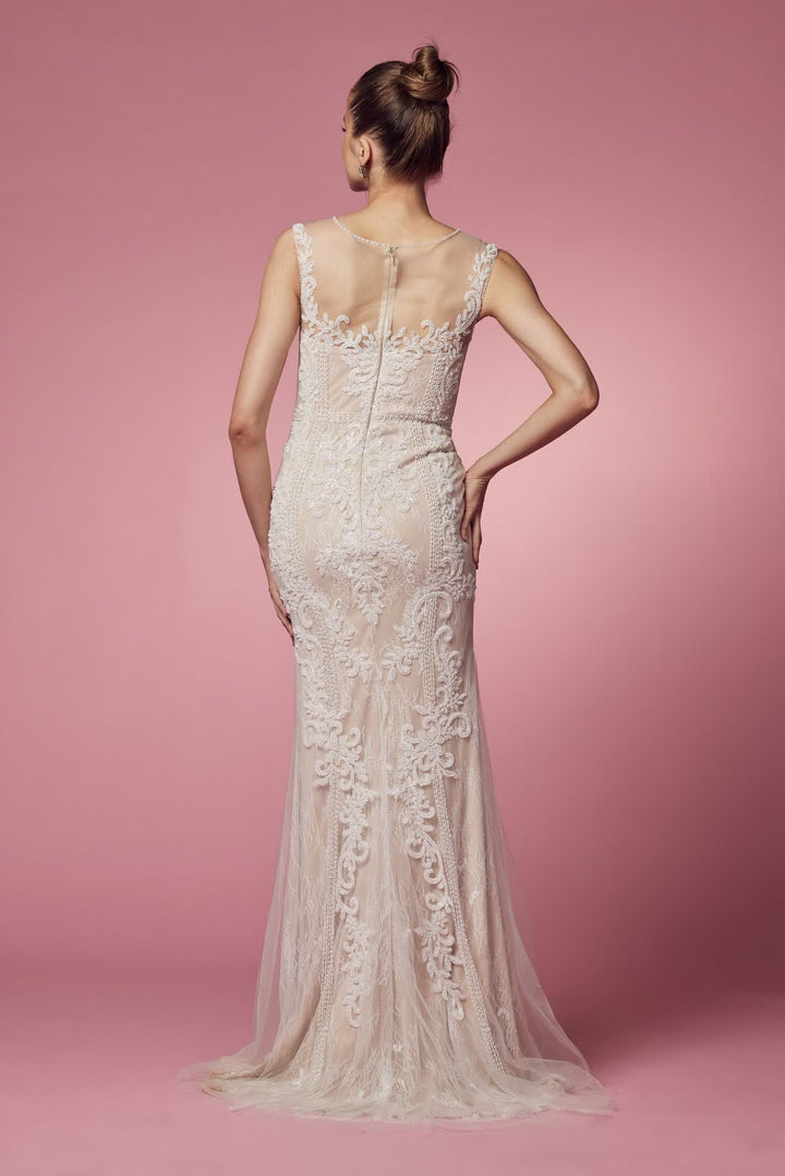 Embroidered Lace Illusion Sweetheart Long Prom & Mother Of The Bride Dress NXE1006-3