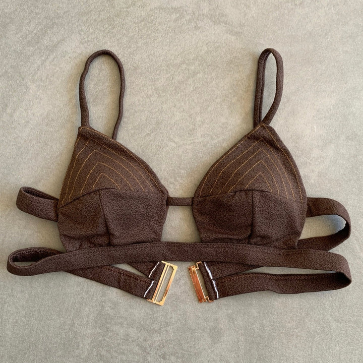 Seashore Textured Espresso Vera Bikini Top-1