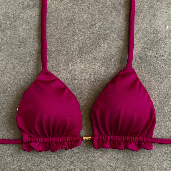 Cherry Triangle Frill Bikini Top-0
