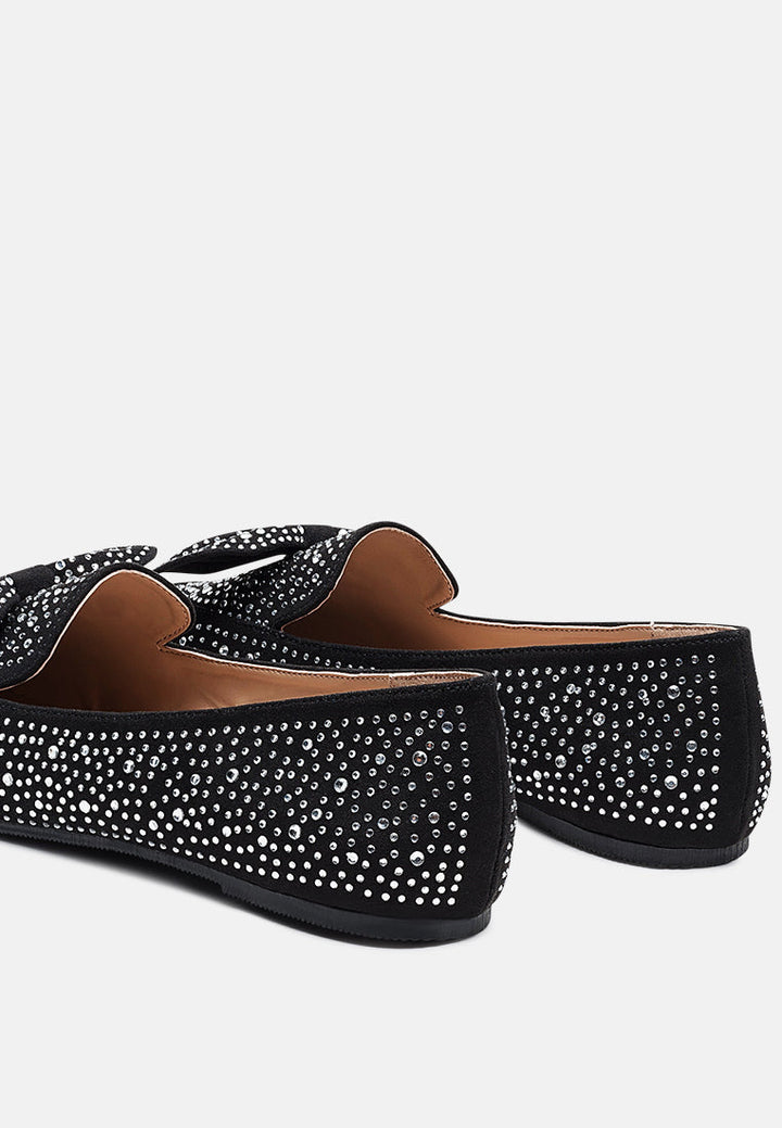 Dewdrops Embellished Casual Bow Loafers-2