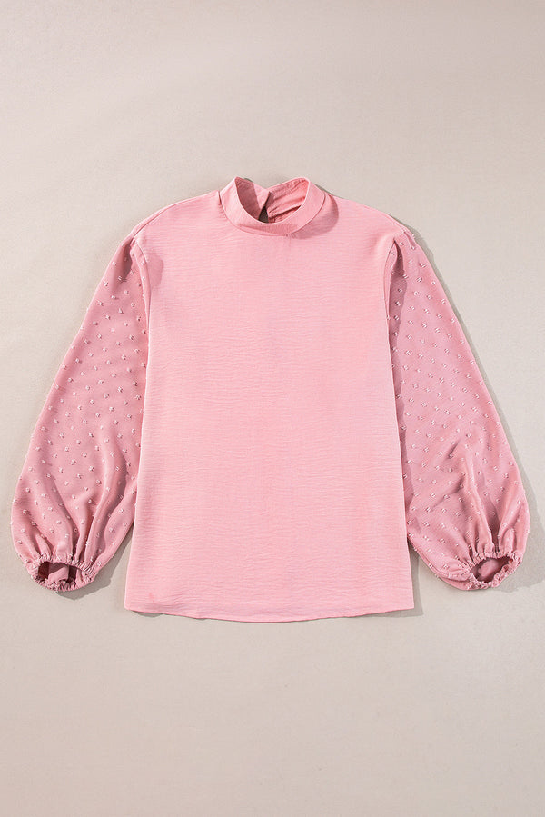 June Swiss Dot Balloon Sleeve Loose Blouse-5