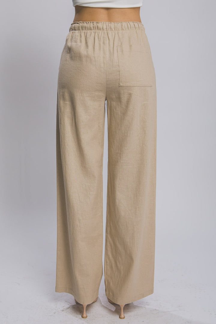 Love Tree Drawstring Wide Leg Pants with Pockets-1
