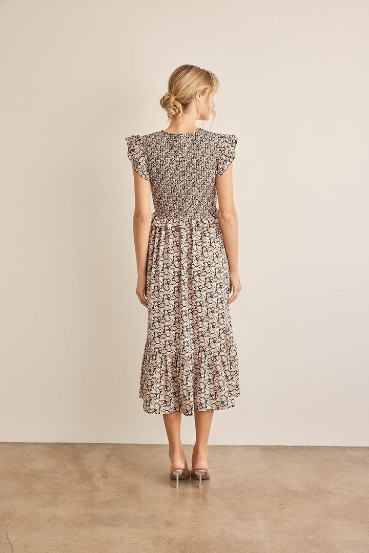 In February Floral Smocked Ruffled Midi Dress-1