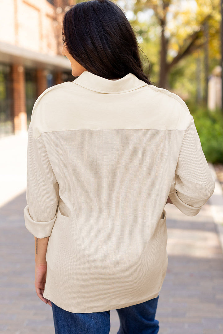Arianna Waffle  Half Button Top-1