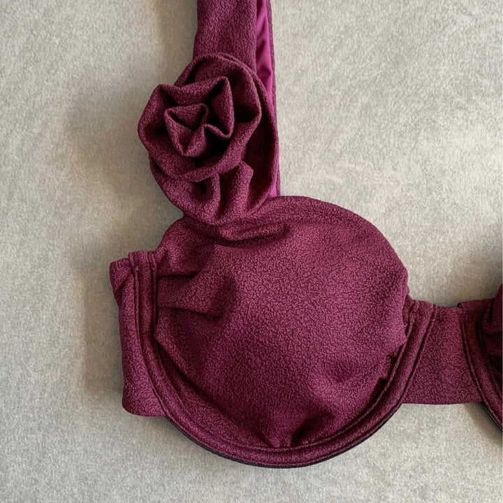 Seashore Textured Malbec Carolina Bikini Top-1