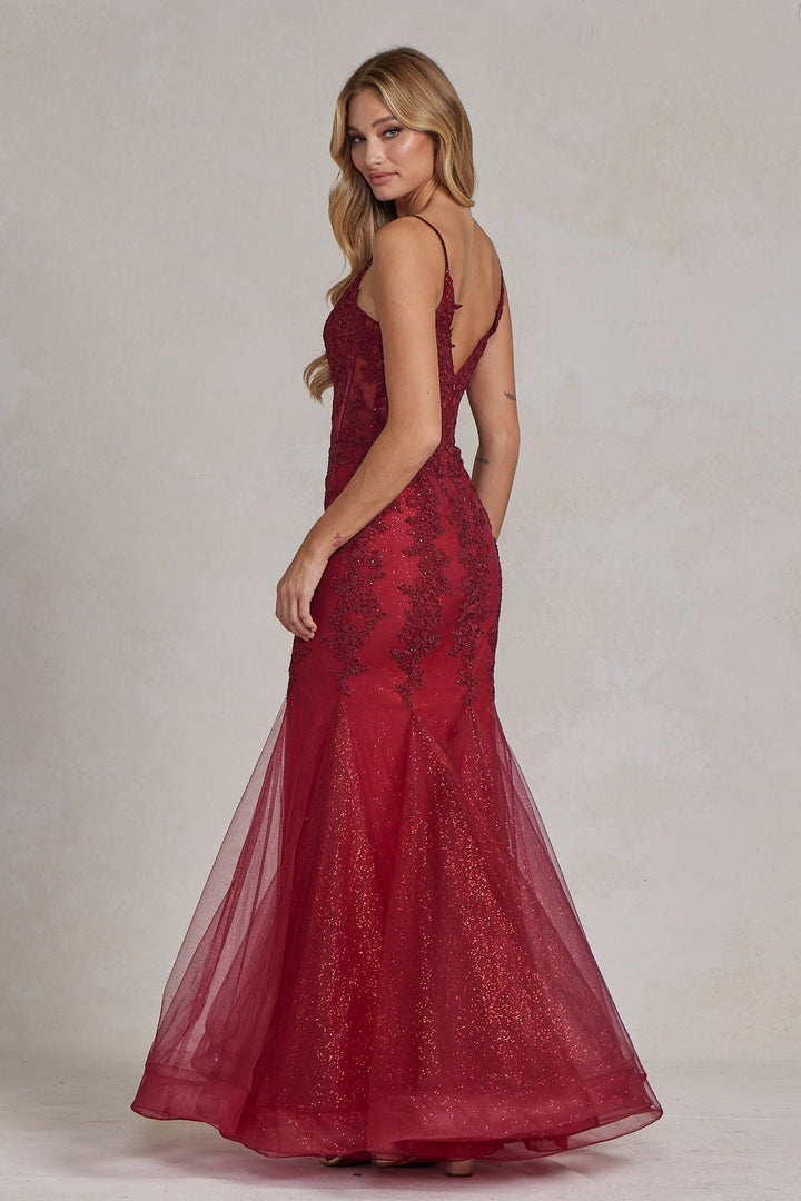Embroidered Bodice Tulle Skirt Mermaid Long Prom Dress NXP1170-4