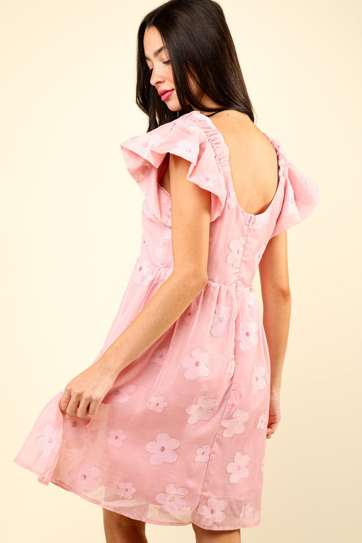 VERY J Flower Embroidered Organza Mini Dress-2