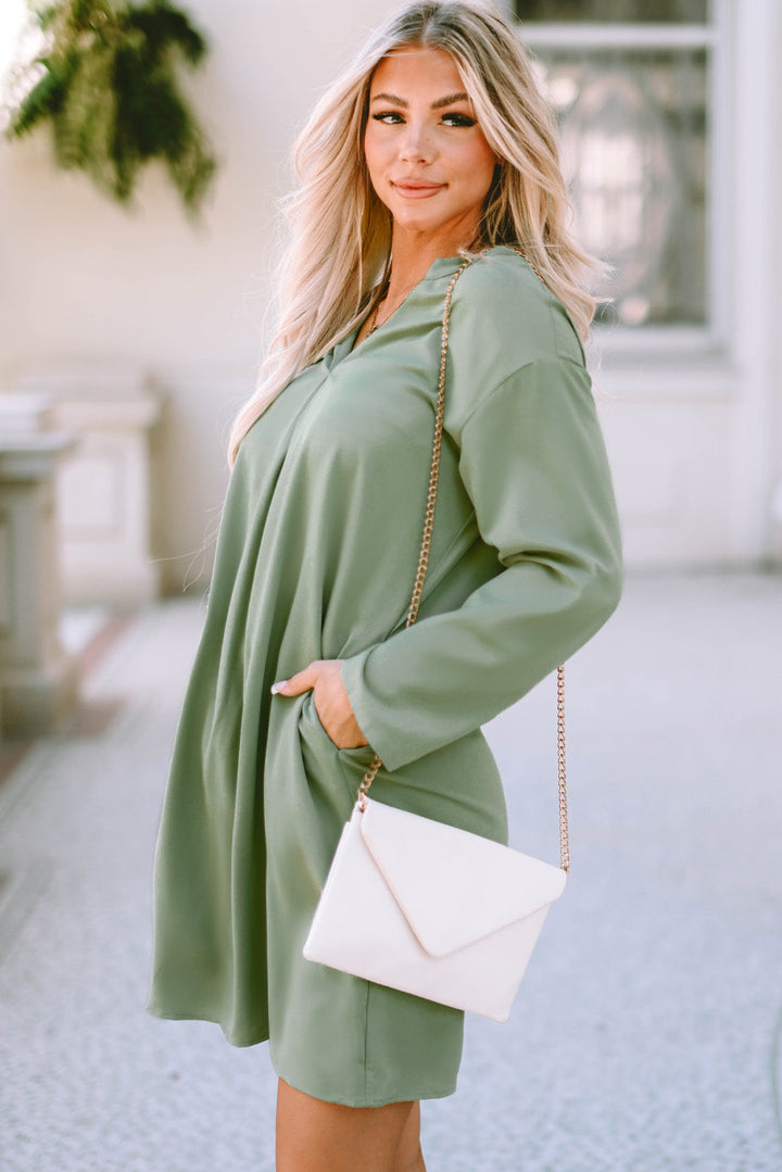 Mallory Roll-tab Sleeve Flowy Casual Dress-2