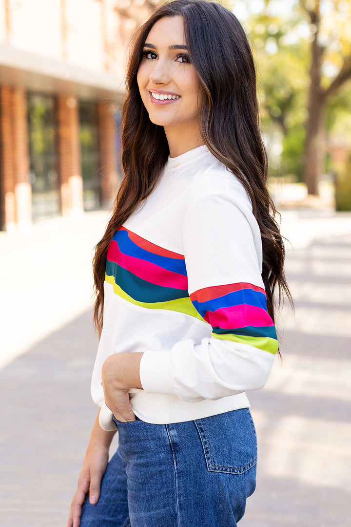 Alora Striped Accent Long Sleeve Top-3