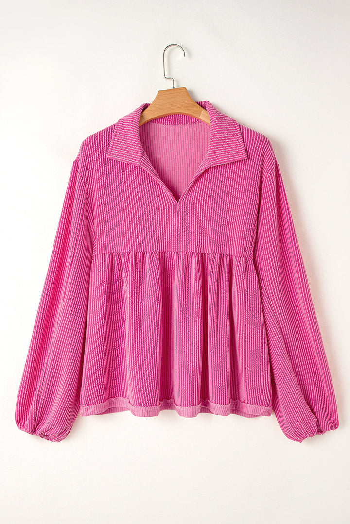 Blake Corded V Neck Bubble Sleeve Blouse-6