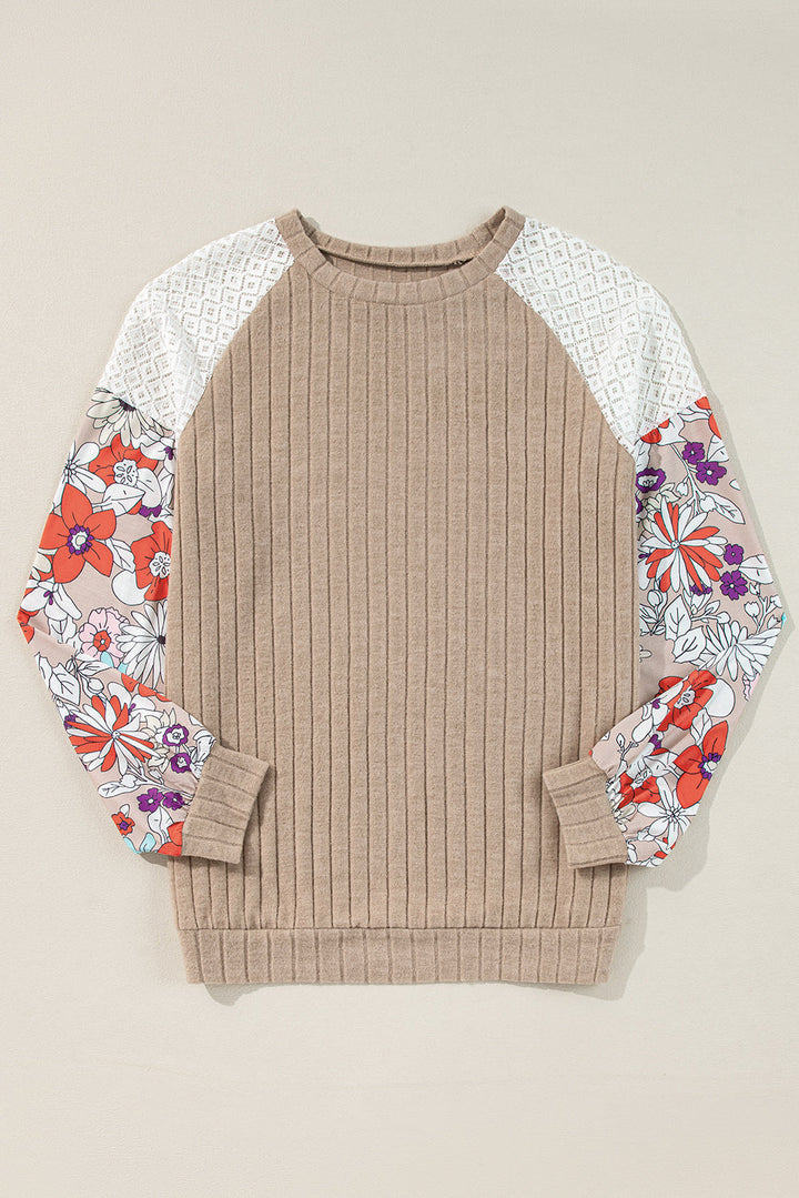 Bailey Patchwork Long Sleeve Ribbed Blouse-6